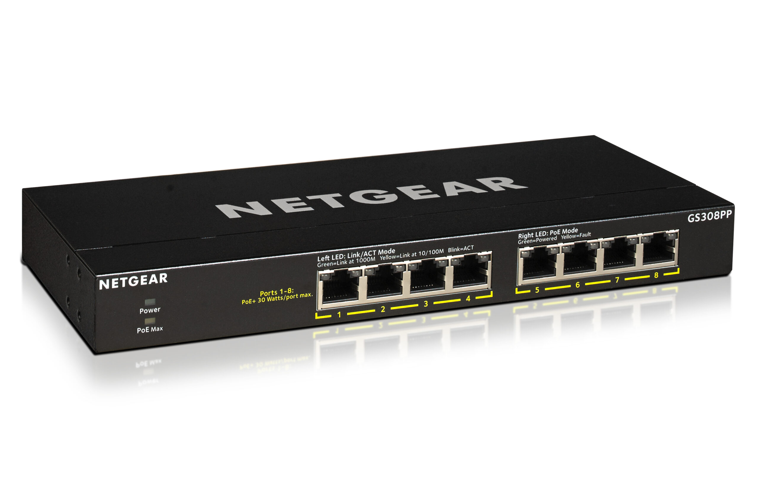 NETGEAR GS308PP Unmanaged Gigabit Ethernet (10/100/1000) Power over Ethernet (PoE) Zwart - Afbeelding 4