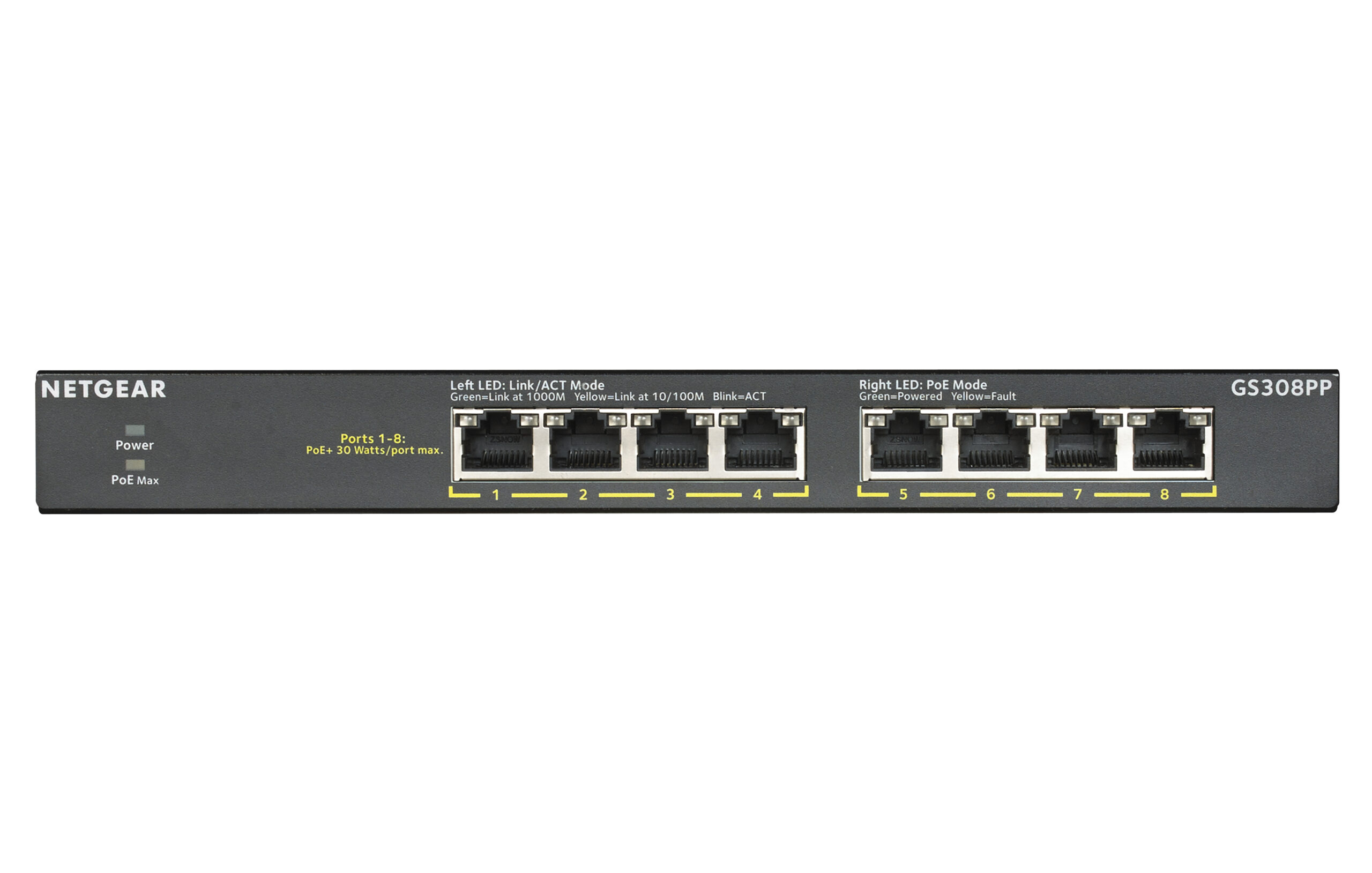 NETGEAR GS308PP Unmanaged Gigabit Ethernet (10/100/1000) Power over Ethernet (PoE) Zwart - Afbeelding 2