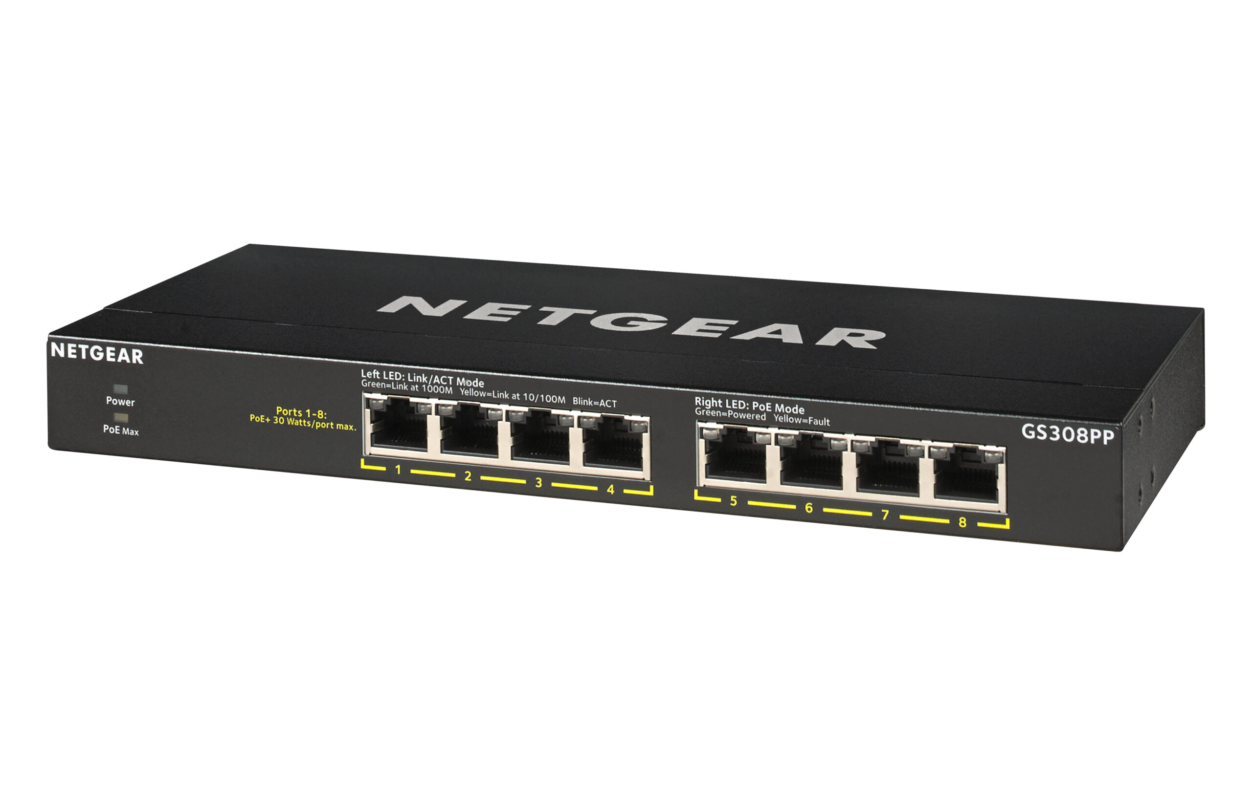 NETGEAR GS308PP Unmanaged Gigabit Ethernet (10/100/1000) Power over Ethernet (PoE) Zwart - Afbeelding 5