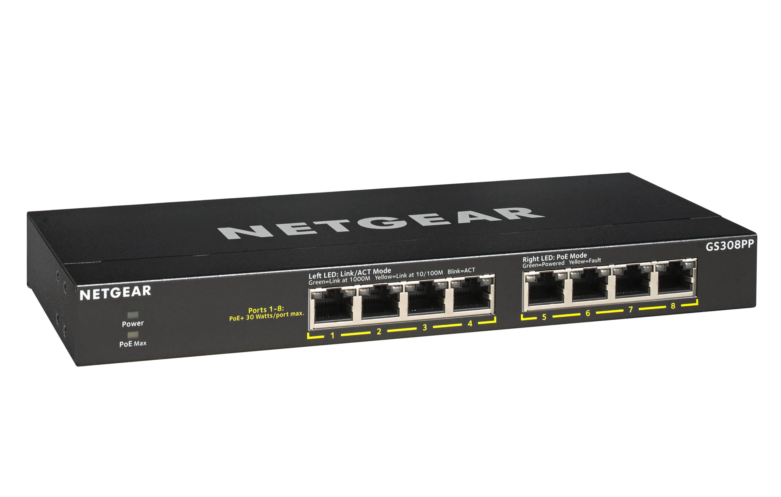 NETGEAR GS308PP Unmanaged Gigabit Ethernet (10/100/1000) Power over Ethernet (PoE) Zwart - Afbeelding 6