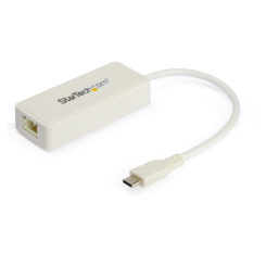 StarTech.com USB-C naar Gigabit Ethernet Adapter met USB A Poort, 1Gbps NIC USB 3.0/USB 3.1 Type C Netwerk Adapter, 1GbE USB-C RJ45/LAN , TB3 Compatibel, Windows/MacBook Pro/Chromebook, Wit - Afbeelding 2