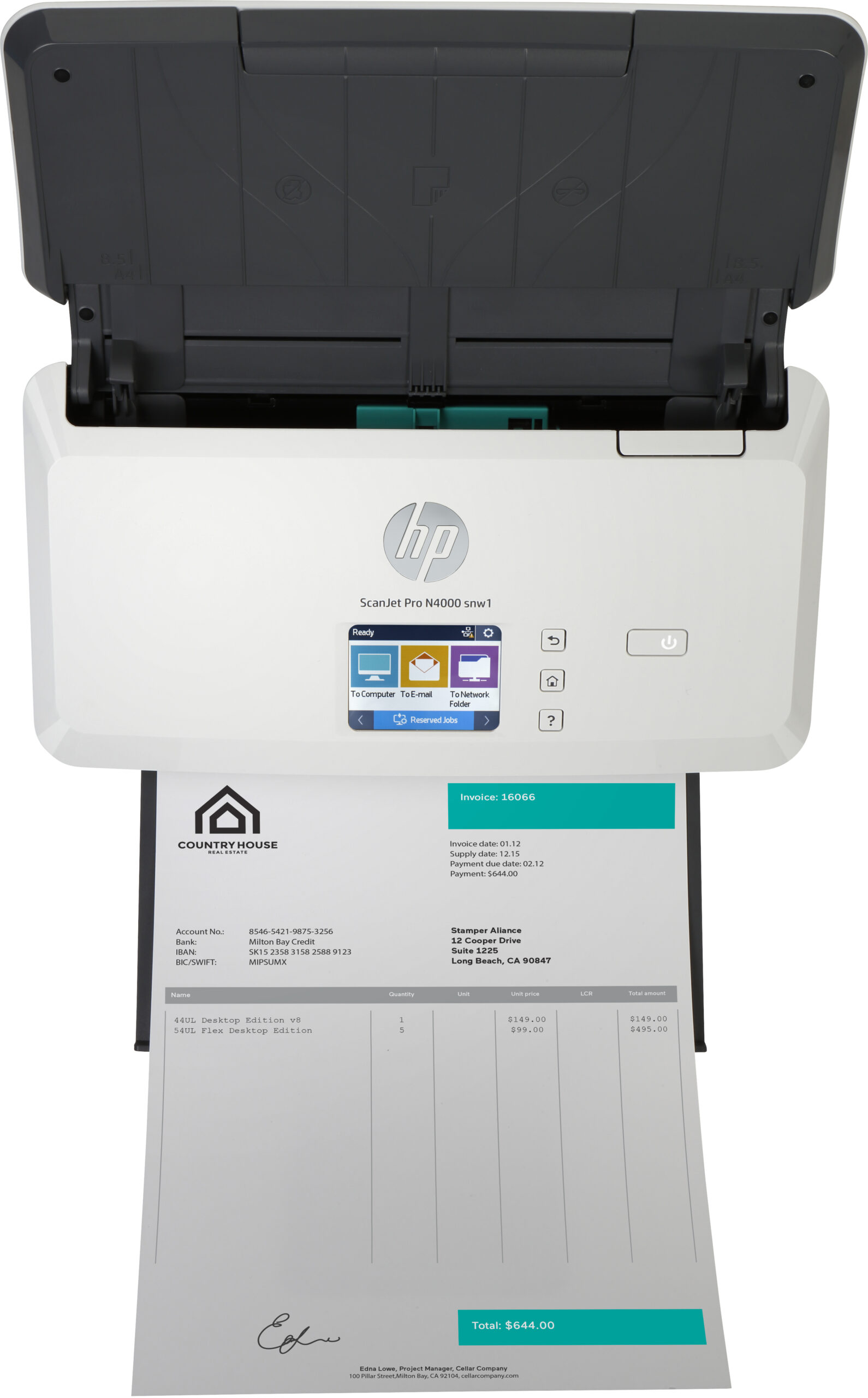 HP Scanjet Pro N4000 snw1 Sheet-feed Scanner Paginascanner 600 x 600 DPI A4 Zwart, Wit - Afbeelding 8