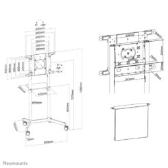 Neomounts NS-M1250WHITE TV trolley 37-70" - roteerbaar - Afbeelding 17