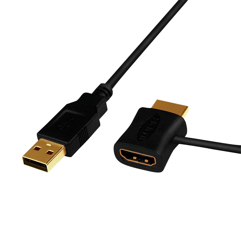 LogiLink CH0081 video kabel adapter HDMI Type A (Standaard) HDMI + USB Zwart