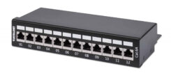 Intellinet Patchpaneel, Cat6a, FTP, 12-poorts, desktop, afgeschermd, 90° top-entry punch-down blokken, zwart