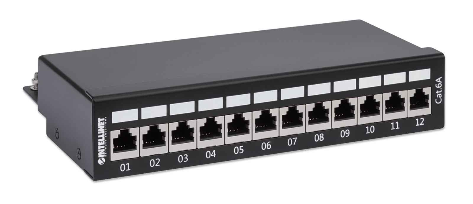 Intellinet Patchpaneel, Cat6a, FTP, 12-poorts, desktop, afgeschermd, 90° top-entry punch-down blokken, zwart - Afbeelding 3