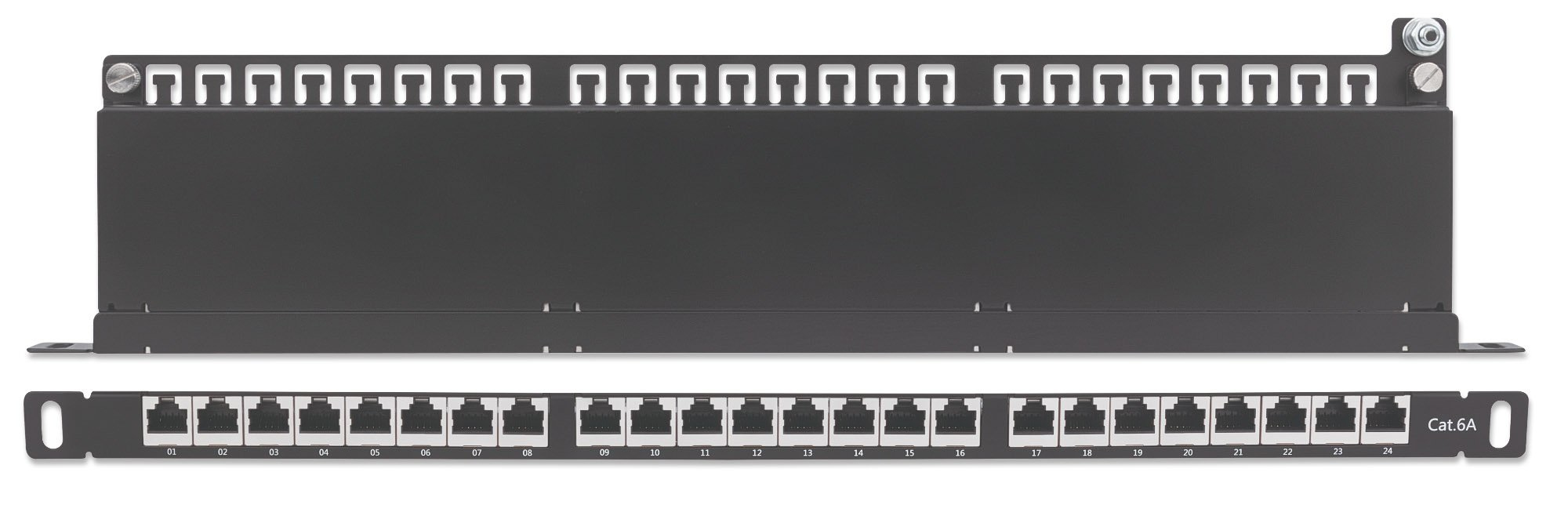 Intellinet Patchpaneel, Cat6a, FTP, 24-poorts, 19", 0,5U, afgeschermd, 90° top-entry punch-down blokken, zwart - Afbeelding 6
