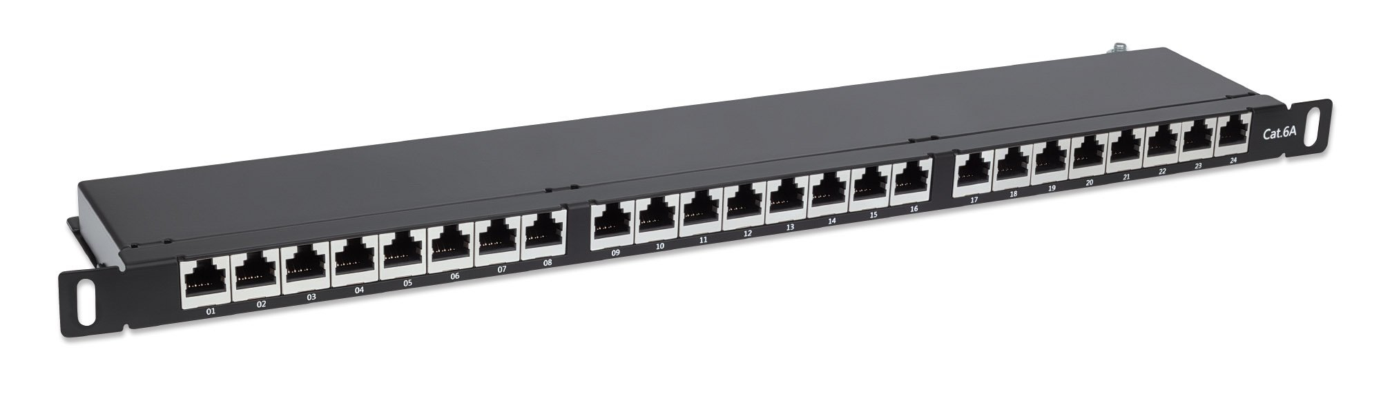 Intellinet Patchpaneel, Cat6a, FTP, 24-poorts, 19", 0,5U, afgeschermd, 90° top-entry punch-down blokken, zwart - Afbeelding 3