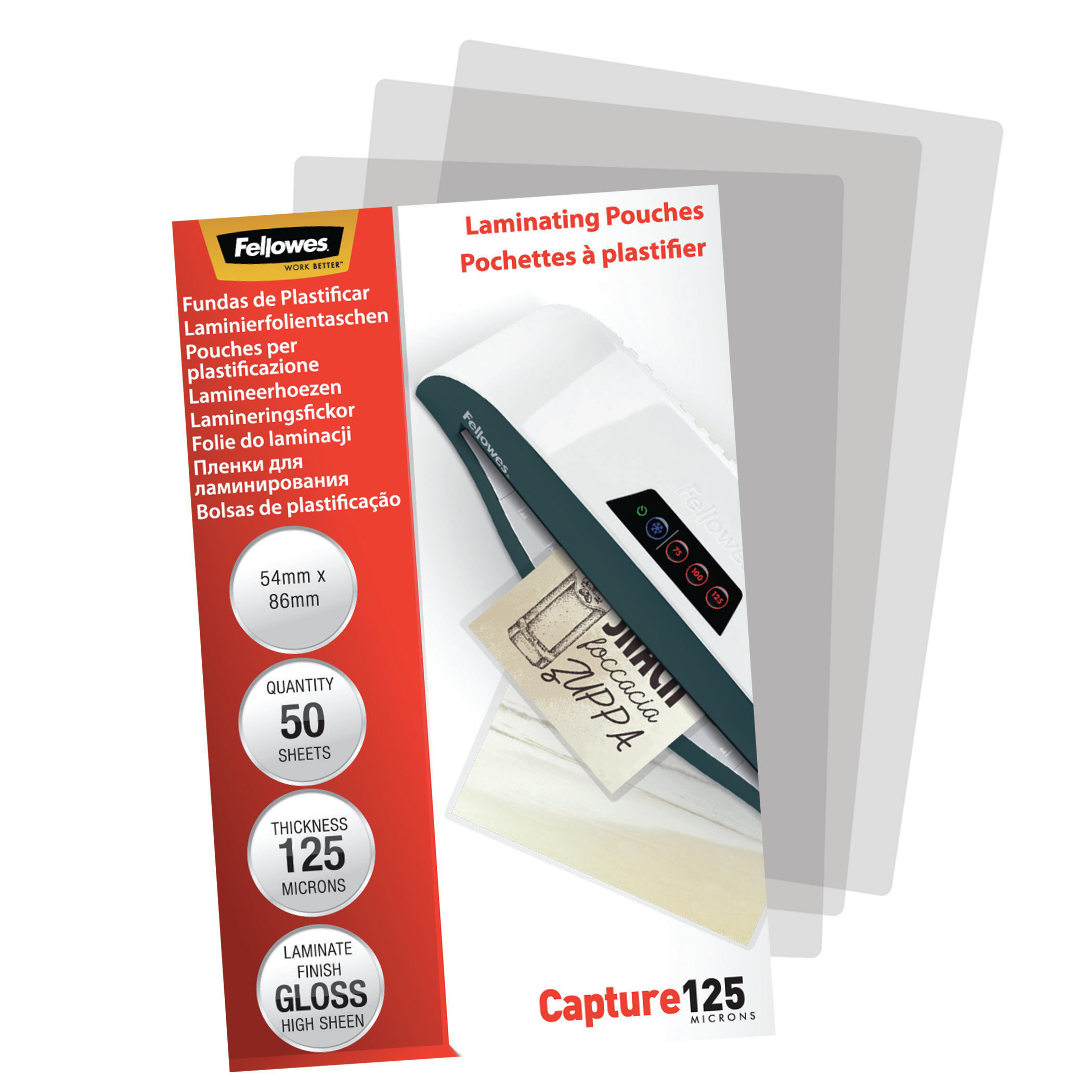 Fellowes 125 micron lamineerhoes glanzend - 54x86mm - Afbeelding 5