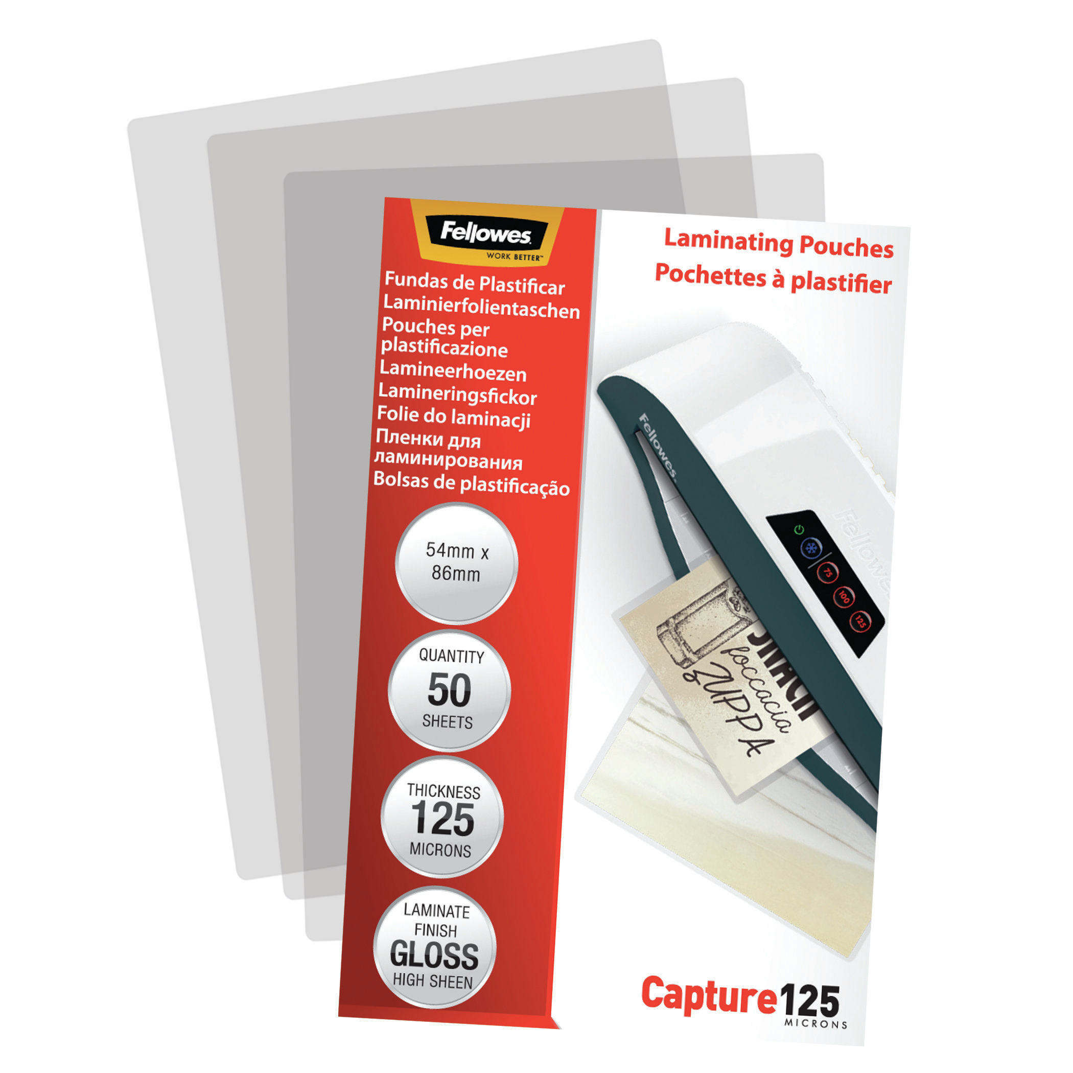 Fellowes 125 micron lamineerhoes glanzend - 54x86mm - Afbeelding 6