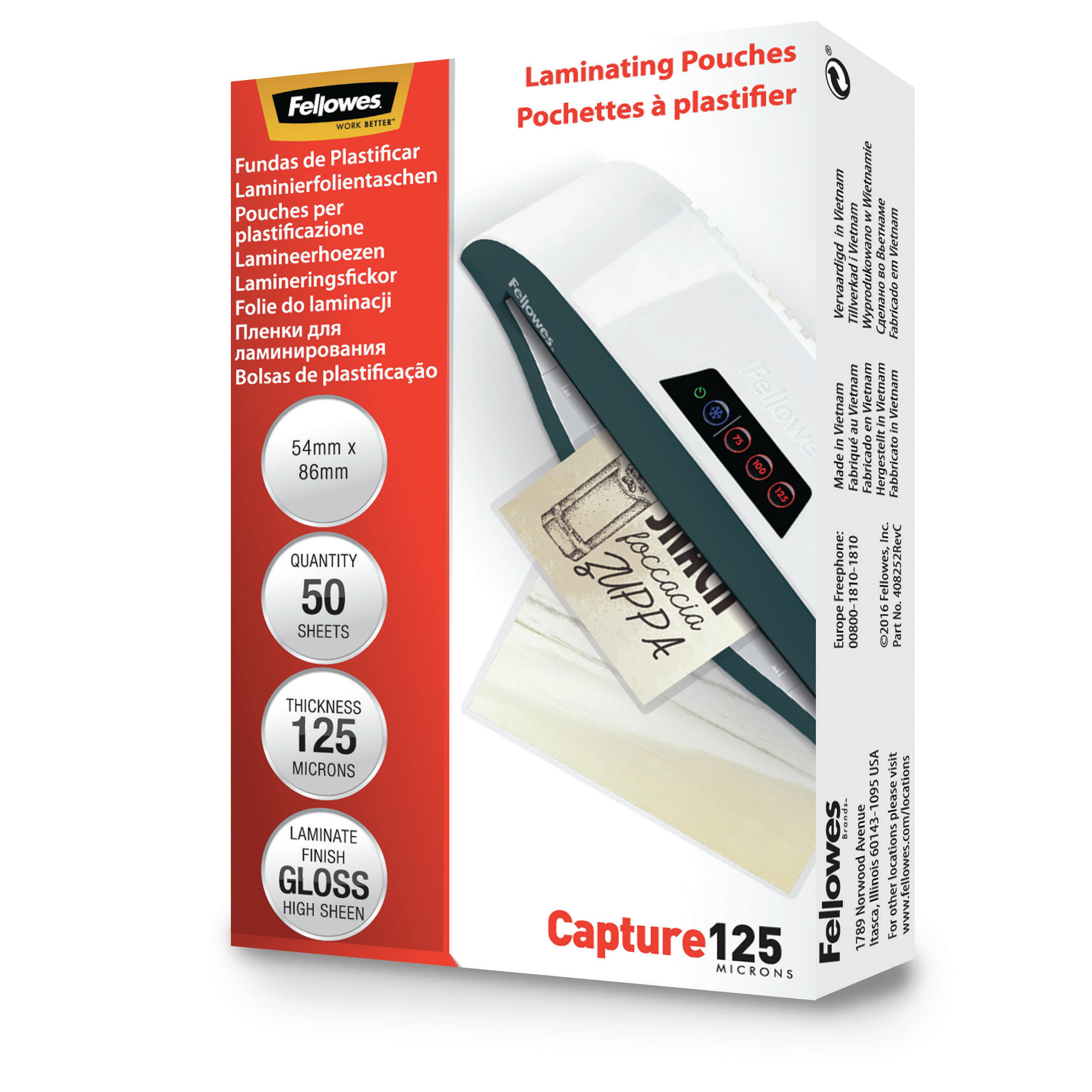 Fellowes 125 micron lamineerhoes glanzend - 54x86mm - Afbeelding 4