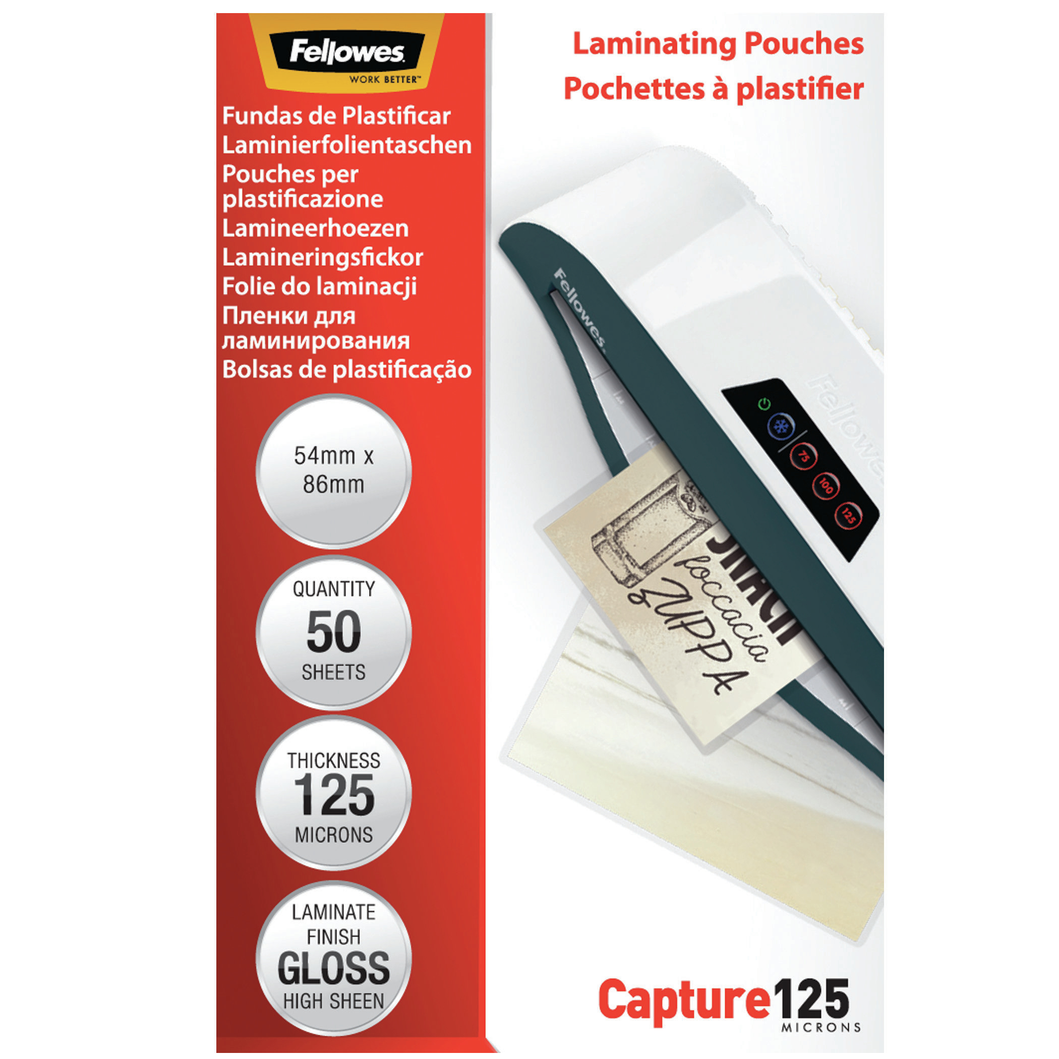 Fellowes 125 micron lamineerhoes glanzend - 54x86mm - Afbeelding 2