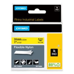 DYMO Rhino industriële Flexibele Nylon Labels | 24 mm x 3,5 m | zwarte afdruk op geel | zelfklevende labels voor Rhino & LabelManager labelprinters - Afbeelding 2