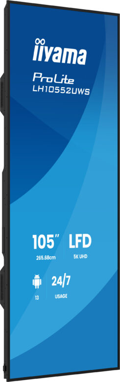 iiyama LH10552UWS-B1AG beeldkrant Kiosk-ontwerp 2,66 m (104.6") Wifi 500 cd/m² UltraWide 5K HD Type processor Android 24/7 - Afbeelding 5