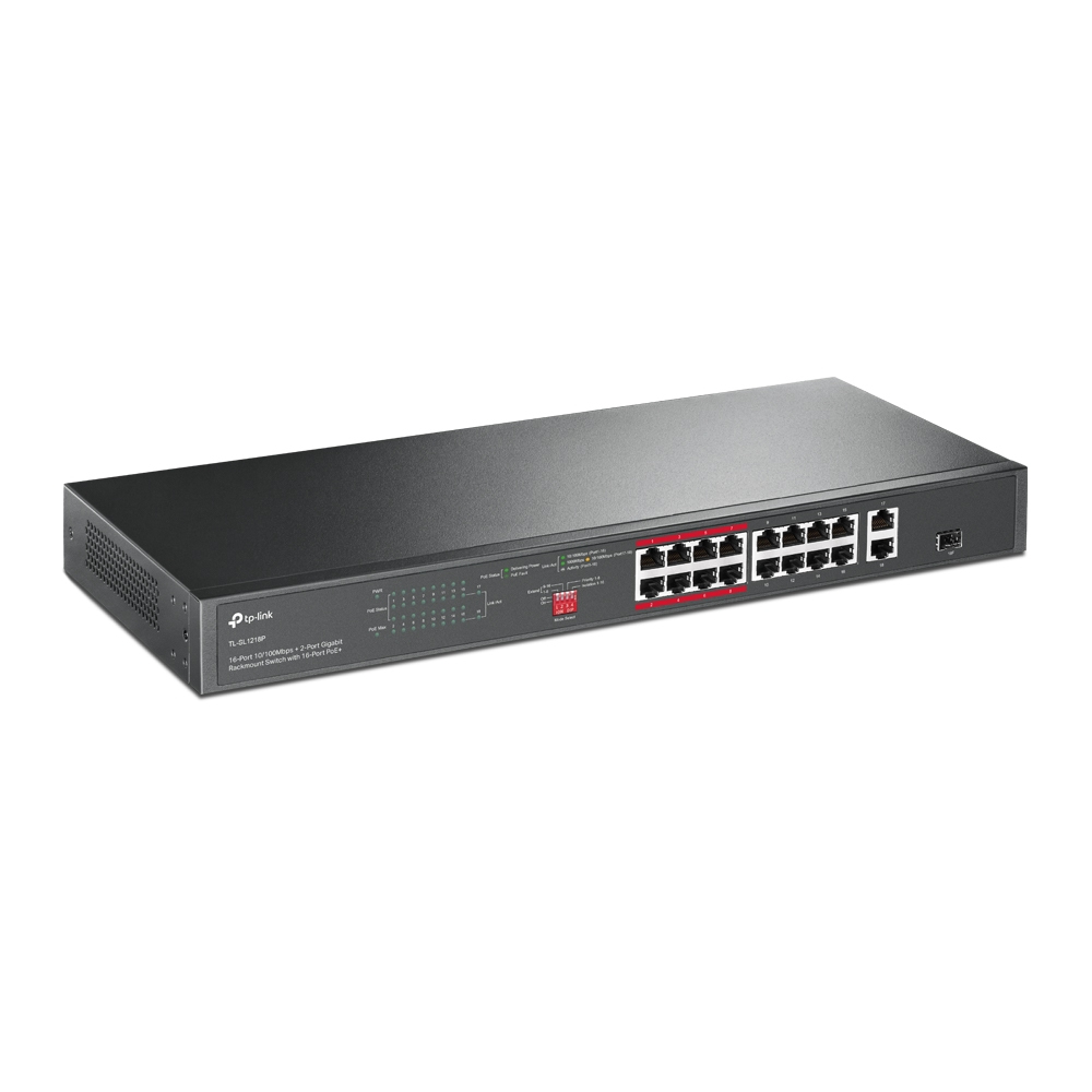 TP-Link TL-SL1218P netwerk-switch Unmanaged Gigabit Ethernet (10/100/1000) Power over Ethernet (PoE) 1U Zwart - Afbeelding 3