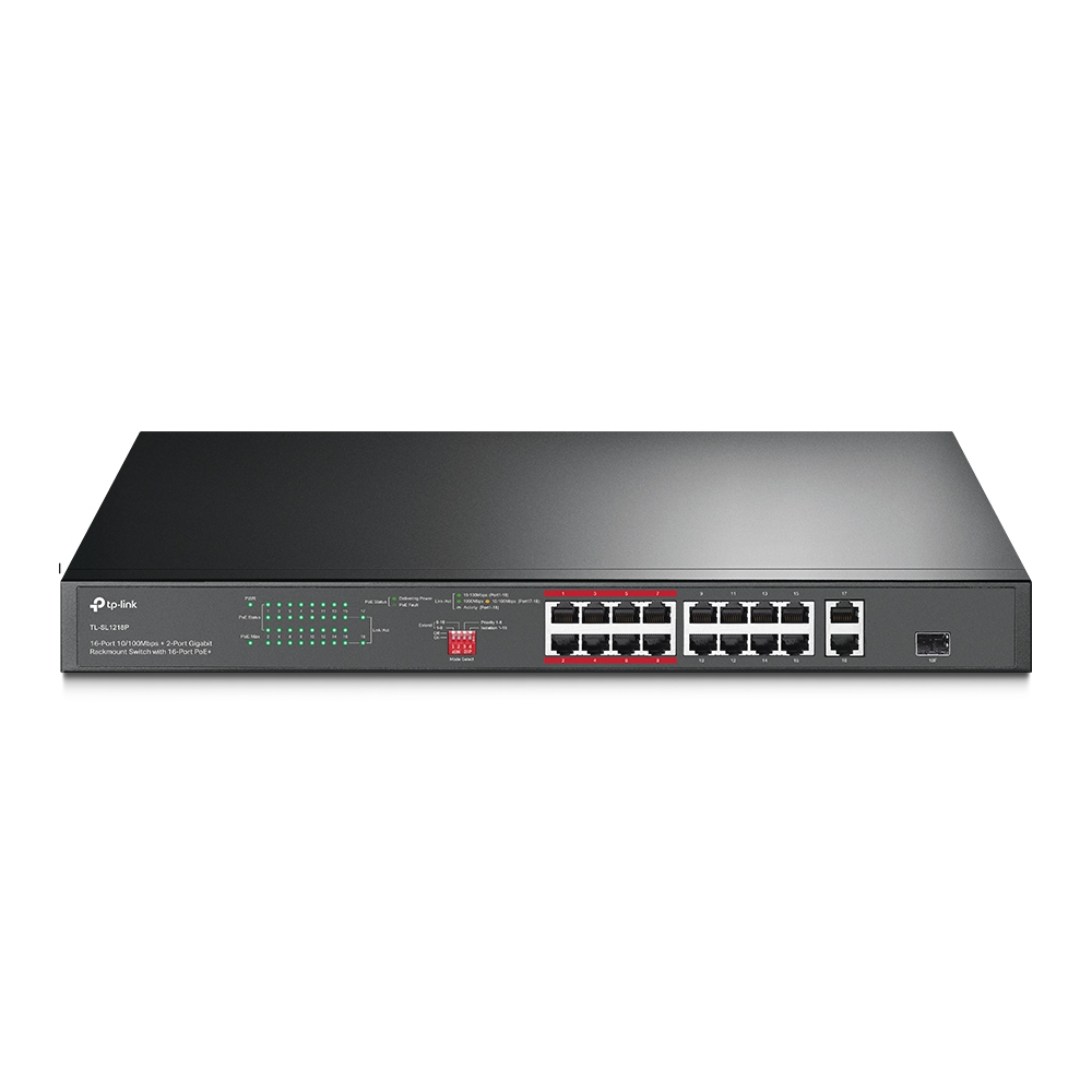 TP-Link TL-SL1218P netwerk-switch Unmanaged Gigabit Ethernet (10/100/1000) Power over Ethernet (PoE) 1U Zwart - Afbeelding 2