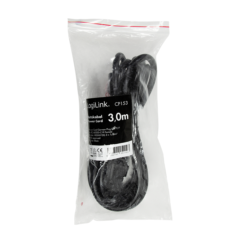 LogiLink CP153 electriciteitssnoer Zwart 3 m CEE7/7 C19 stekker - Afbeelding 5