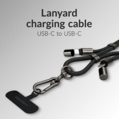 Mobilize Lanyard Nylon Cable - USB-C to USB-C - 1.85m - 60W Black