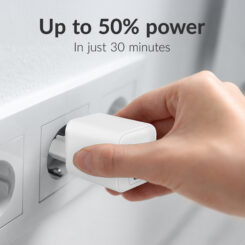 Mobilize Wall Charger USB-C + USB GaN 30W with PD/PPS + USB-C Nylon Cable 1.2m White - Afbeelding 2