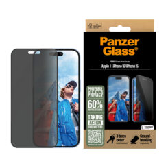 PanzerGlass ® 2-Way Privacy Screen Protector iPhone 16 | 15 | Ultra-Wide Fit w. EasyAligner Doorzichtige schermbeschermer Apple 1 stuk(s) - Afbeelding 3