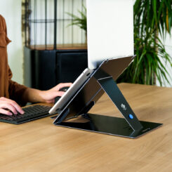 R-Go Tools Tablet- en laptopstandaard R-Go Riser Duo, geschikt voor 10-22 inch scherm, zwart - Afbeelding 11