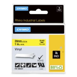 DYMO Rhino industriële Vinyl Labels | 24 mm x 5,5 m | zwarte afdruk op geel | zelfklevende labels voor Rhino & LabelManager labelprinters - Afbeelding 2