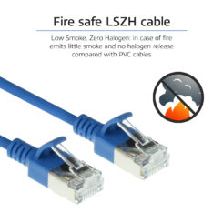ACT Blauwe 5 meter LSZH U/FTP CAT6A datacenter slimline patchkabel snagless met RJ45 connectoren - Afbeelding 8