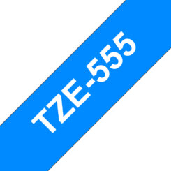 Brother TZE-555 labelprinter-tape Wit op blauw - Afbeelding 2