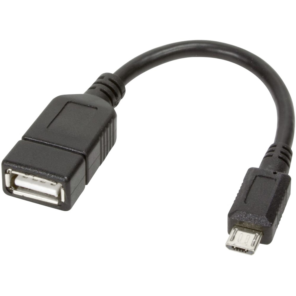 Techly 0.2m USB 2.0 Micro B - USB 2.0 A M/F USB-kabel 0,2 m Micro-USB B USB A 0,48 Gbit/s Zwart