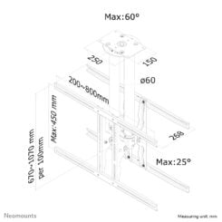 Neomounts PLASMA-C100D Dual monitor/TV-beugel plafond 37-75" - h 67-107 cm - Afbeelding 4