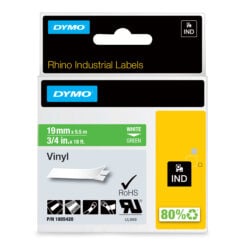 DYMO Rhino industriële Vinyl Labels | 19 mm x 5,5 m | witte afdruk op groen | zelfklevende labels voor Rhino & LabelManager labelprinters - Afbeelding 2