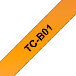 Brother TC-B01 labelprinter-tape Zwart op fluorescerend oranje - Afbeelding 2