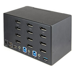 StarTech.com 2 Port Quad Monitor DisplayPort KVM Switch - 4K 60Hz UHD HDR - Desktop 4K DP 1.2 KVM met 2 Port USB 3.0 Hub (5Gbps) & 4x USB 2.0 HID Ports, Audio - Hotkey Switching - TAA - Afbeelding 3