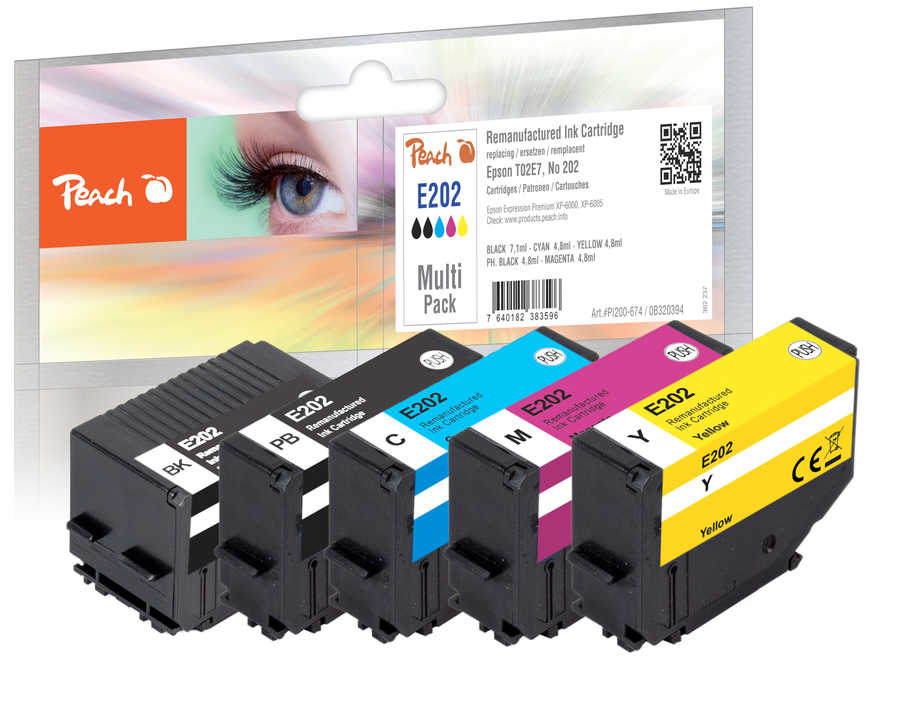 Peach PI200-674 inktcartridge 5 stuk(s) Compatibel Normaal rendement Zwart, Cyaan, Magenta, Geel