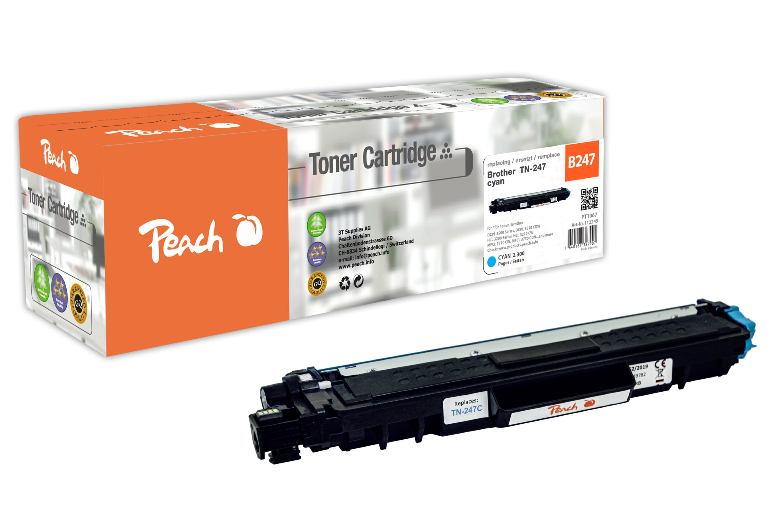 Peach PT1067 tonercartridge 1 stuk(s) Compatibel Cyaan
