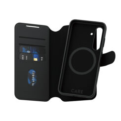 PanzerGlass CARE™ by ® Tango 2-in-1 Wallet Case w. Qi Compatible Samsung Galaxy S24 mobiele telefoon behuizingen Hoes Zwart