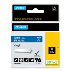 DYMO Rhino industriële Vinyl Labels | 19 mm x 5,5 m | witte afdruk op blauw | zelfklevende labels voor Rhino & LabelManager labelprinters - Afbeelding 2