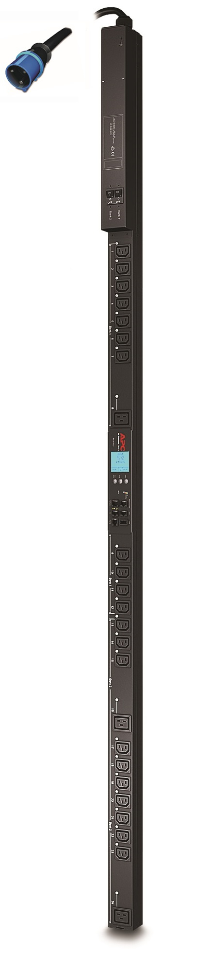 APC Rack PDU AP8653 - Switched & Metered-by-Outlet, 0U, 32A, 230V, (21x) C13 & (3x) C19, IEC 309 32A stekker - Afbeelding 2