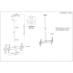Manhattan Plafondbeugel voor TV’s en monitoren, voor schermen 37"–75", hoogte verstelbaar 105–156 cm, VESA-compatibiliteit: van 200x200 tot 800x400 mm (controleer de afmetingen van de vier montagegaten aan de achterzijde), max. 50 kg, zwart - Afbeelding 6