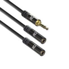 ACT 0,15 meter High Quality audio splitterkabel 3,5 mm stereo jack male - 2x female - Afbeelding 2