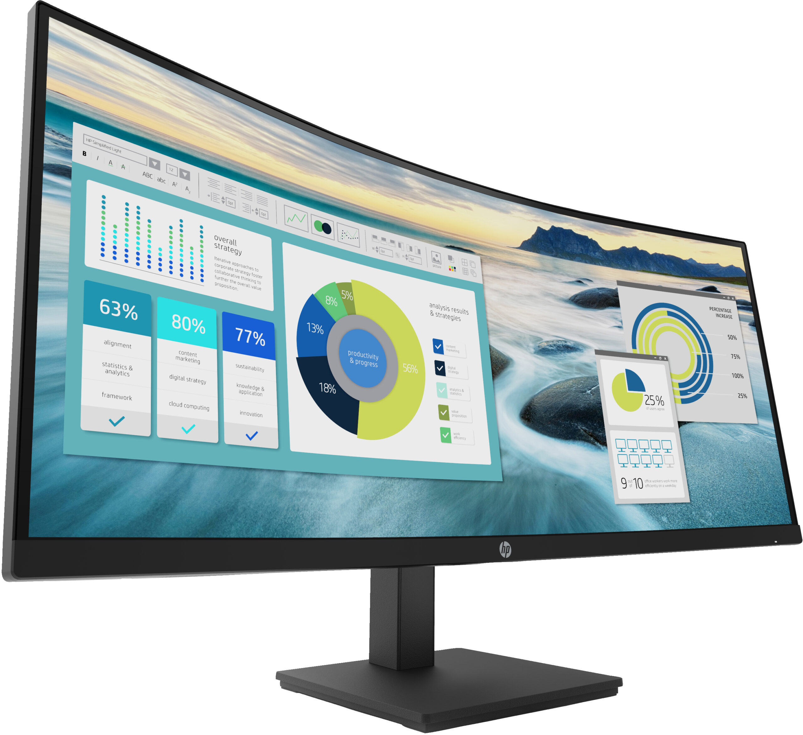 HP P34hc G4 WQHD USB-C Curved monitor - Afbeelding 3