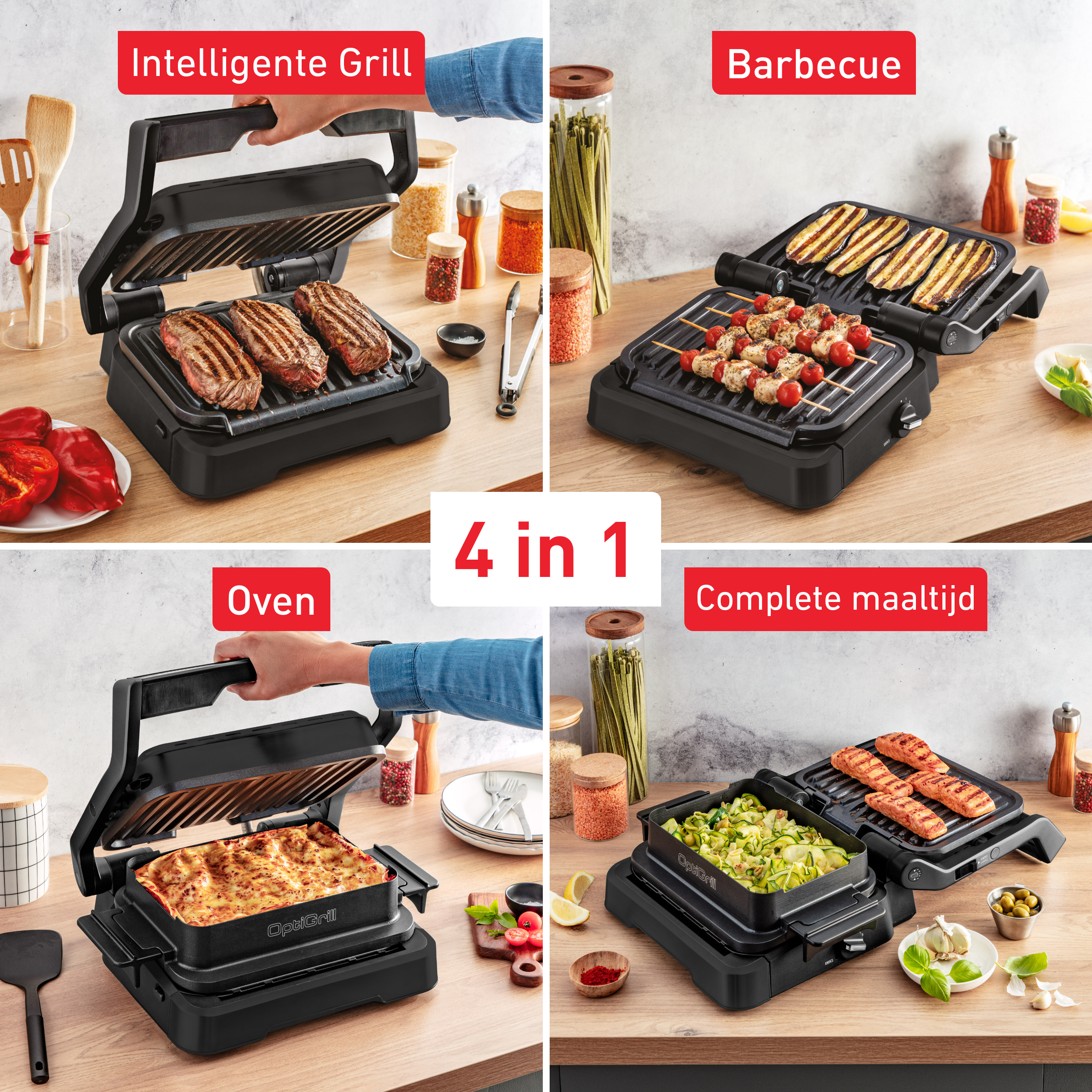 Tefal OptiGrill 4in1 OptiGrill 4-in-1 GC7748 intelligent grill voor complete maaltijden zwart - Afbeelding 3