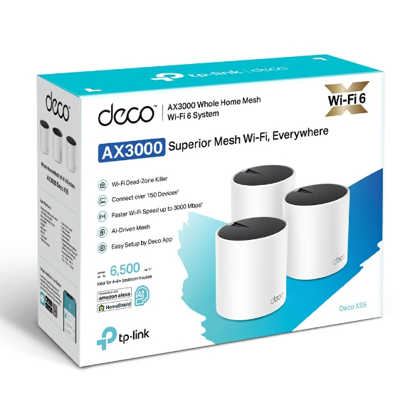 TP-Link DECO X55 (3-Pack) Dual-band (2.4 GHz / 5 GHz) Wi-Fi 6 (802.11ax) Wit Intern - Afbeelding 4