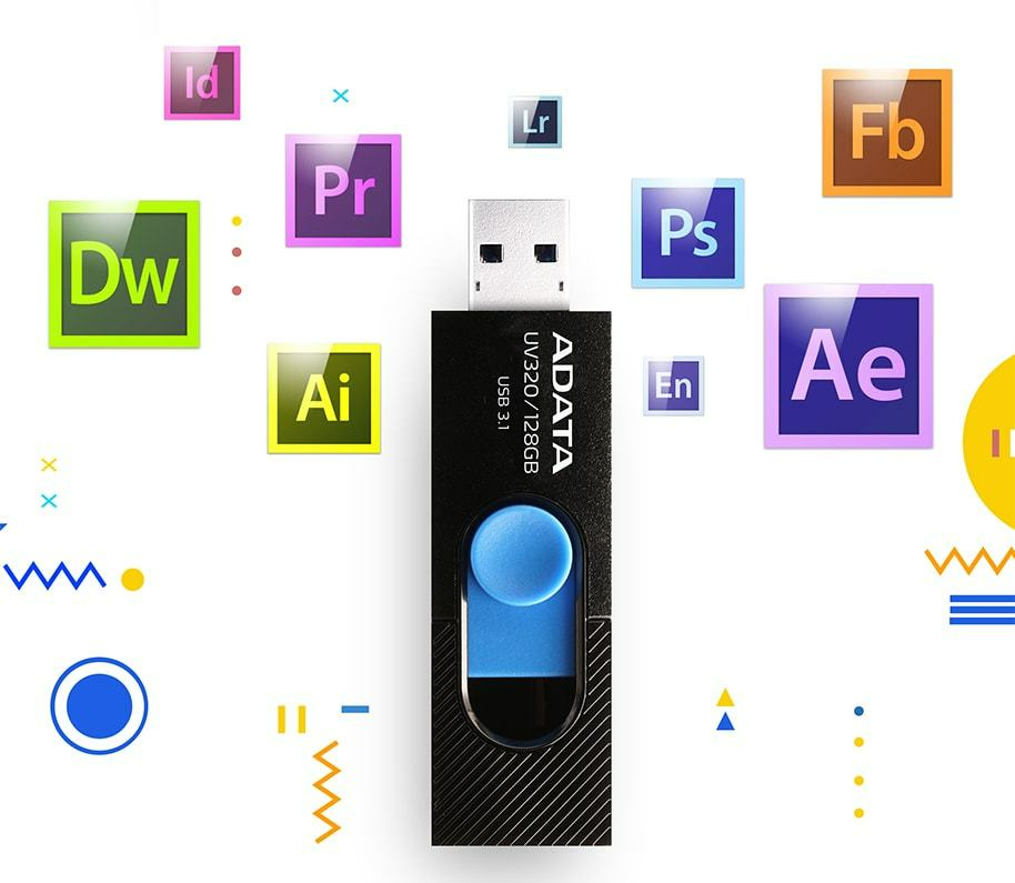 ADATA UV320 USB flash drive 128 GB USB Type-A 3.2 Gen 1 (3.1 Gen 1) Zwart, Blauw - Afbeelding 5