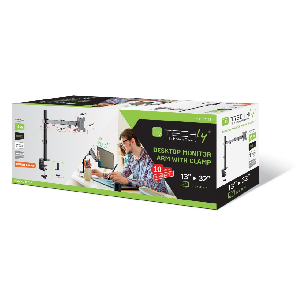 Techly ICA-LCD 503BK flat panel bureau steun 81,3 cm (32") Zwart - Afbeelding 3