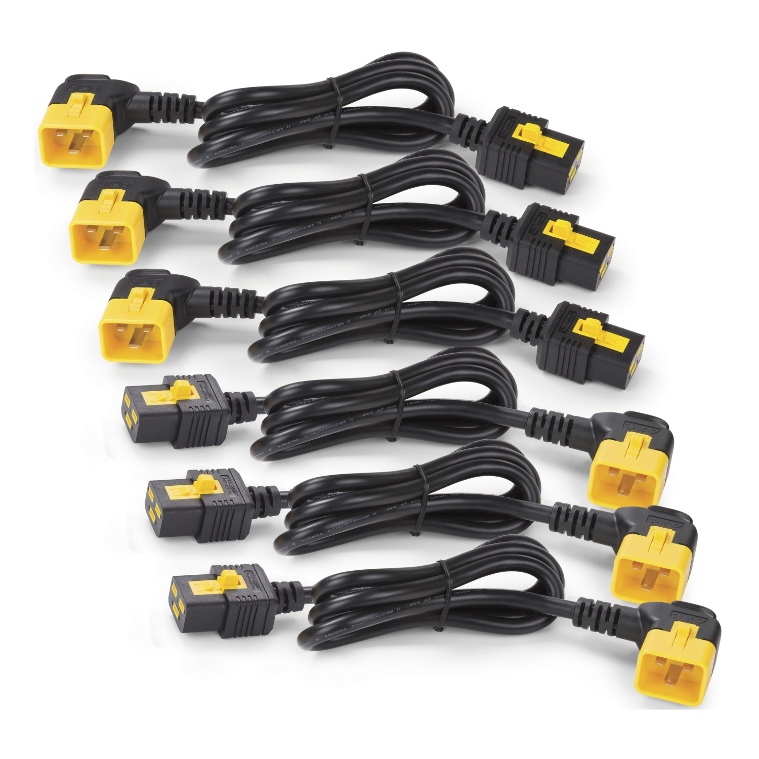 APC Netsnoerkit (6 st.), met borging, C19 naar C20 (90 graden), 0,6m