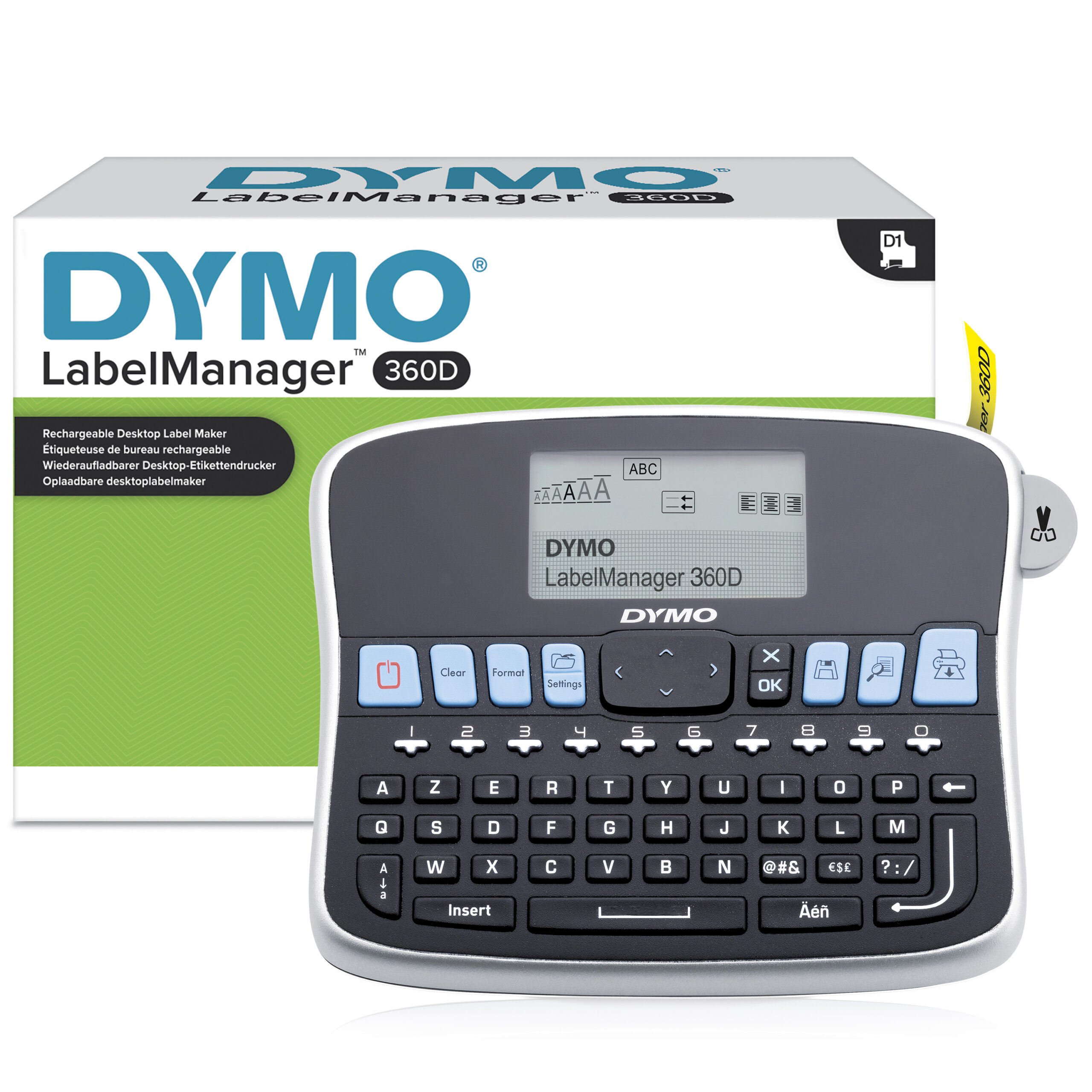 DYMO LabelManager desktoplabelmaker | 360D herlaadbare handheld labelmaker | AZERTY-toetsenbord | Gebruiksvriendelijke, Smart-One-Touch-toetsen en groot scherm | voor organisatie thuis en op kantoor - Afbeelding 2
