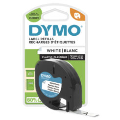 DYMO LetraTag originele plastic labels | Zwart afdrukken op witte etiketten | 12 mm x 4 m | Zelfklevende multifunctionele labels voor LetraTag labelprinters | gemaakt in Europa