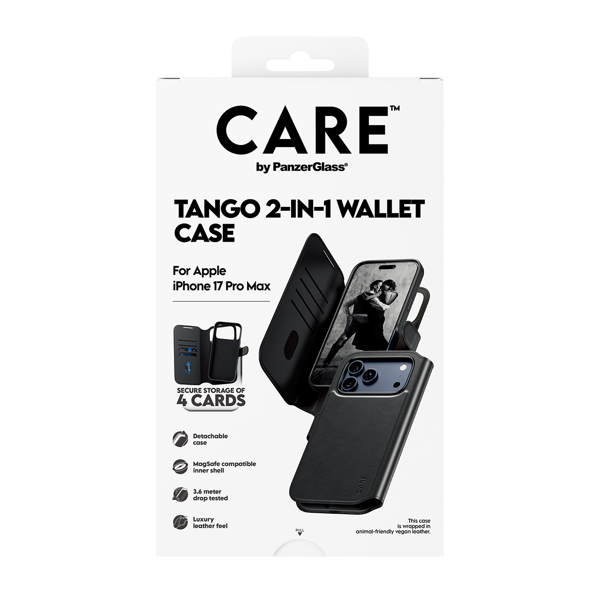 PanzerGlass CARE™ by ® Tango 2-in-1 Wallet Case w. MagSafe iPhone 17 Pro Max mobiele telefoon behuizingen Hoes Zwart - Afbeelding 4