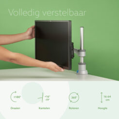R-Go Tools Monitorarm R-Go Zepher, verstelbare enkele monitorarm, 100% circulair, tot 8 kg draagvermogen, zwart - Afbeelding 6